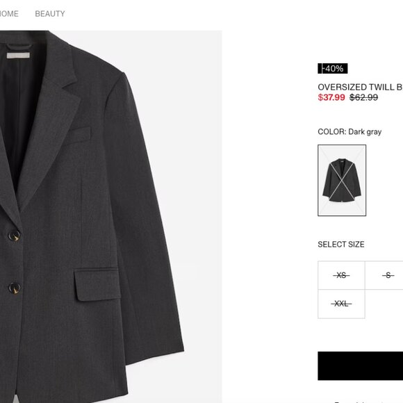 H&M Womens Oversized Twill Blazer Size L - Picture 2 of 6